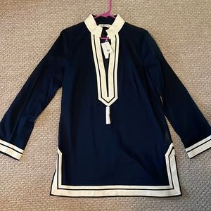 Tory Burch “Solid Tory Tunic” in Tory Navy